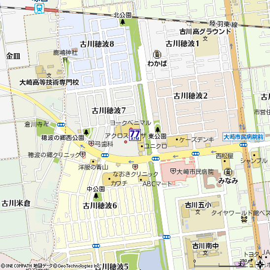 ヨークベニマル古川南店付近の地図